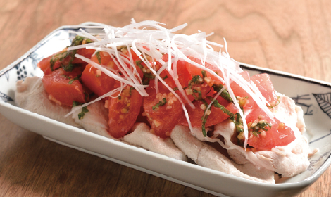 豚しゃぶの薬味トマトのせ