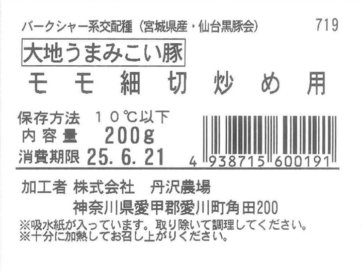 大地うまみこい豚　モモ細切炒め用_4