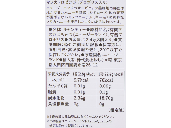 マヌカロゼンジ（はちみつ凝縮ドロップ）ＭＧ250＋_4