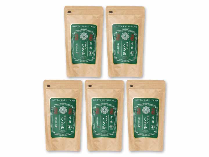 京都の老舗製茶問屋厳選　有機抹茶入り茎茶5袋
