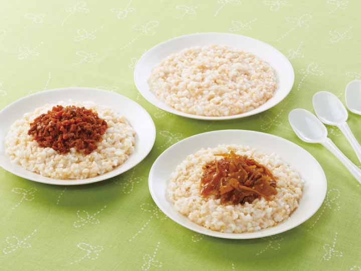 非常食3食セットB(ごぼうと鶏肉のしょうが煮・四目野菜のネギ油ピリ辛煮/おかゆ2種)