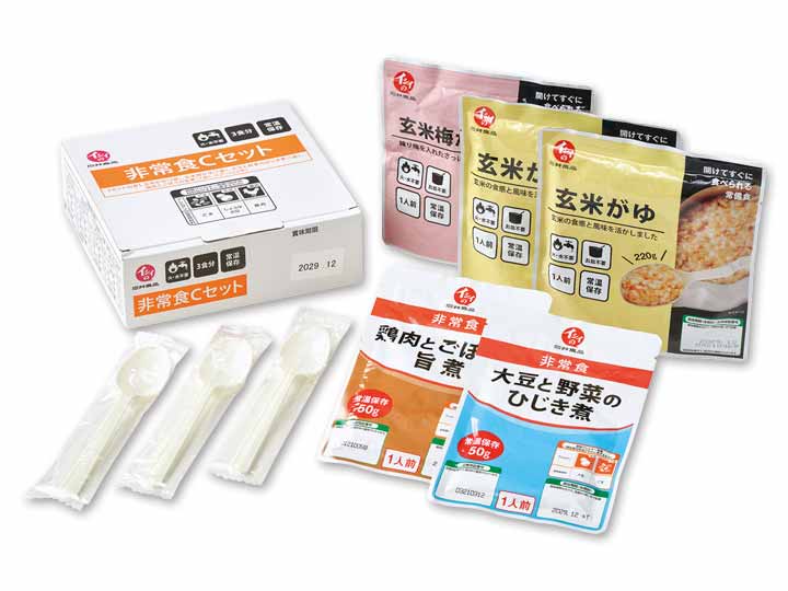 非常食3食セットＣ（鶏肉とごぼうの旨煮・大豆と野菜のひじき煮／おかゆ2種）_2