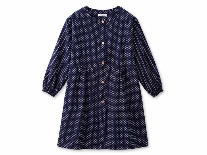 予約　【日本製】久留米織かっぽう着（白あられ）Ｍ−Ｌ