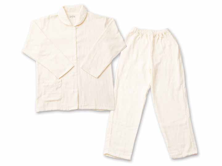 播州織　三重ガーゼパジャマ　クリーム　Ｌ