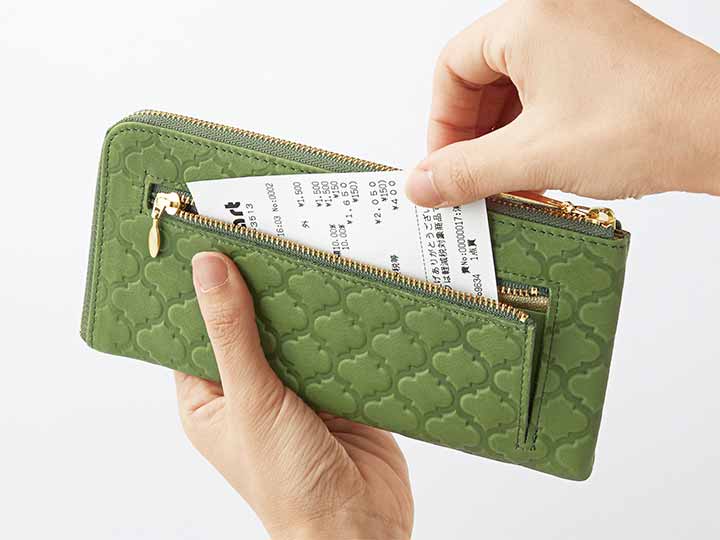 国産ワンステップレザー長財布（グリーン）_5