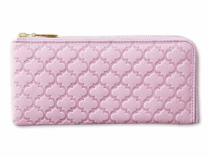 国産ワンステップレザー長財布（ピンク）