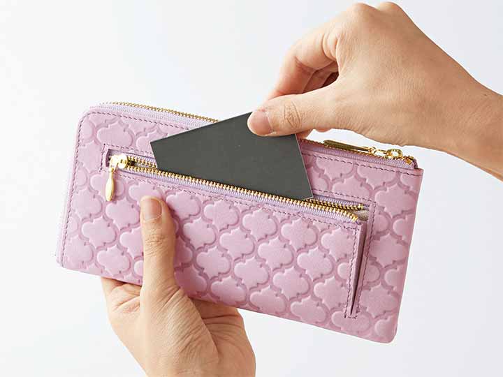 国産ワンステップレザー長財布（ピンク）_5