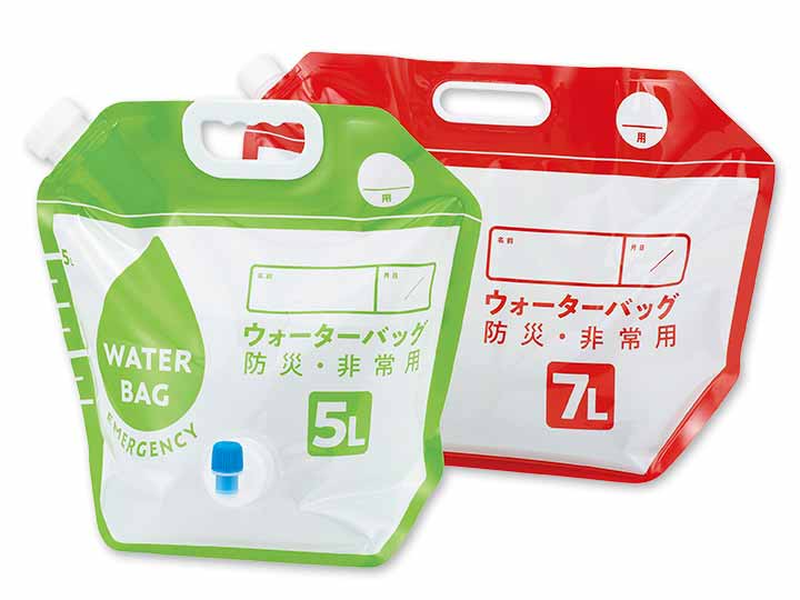 小さく保存！たためるウォーターバッグ蛇口付5Ｌ・蛇口無し7Ｌ