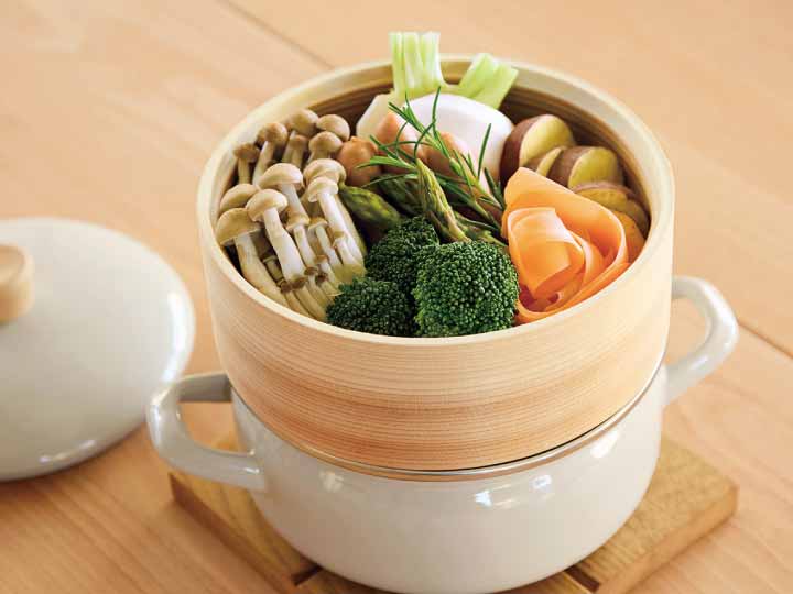 せいろ付きホーロー鍋　グレージュ_2