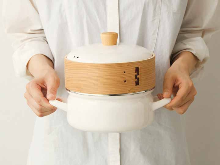 せいろ付きホーロー鍋　ホワイト_3