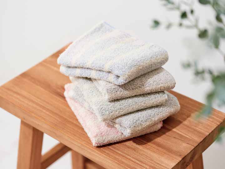 プラクリティ　オーガニック×リサイクルコットン　すっきりサイズのフェイスタオル5色組_2