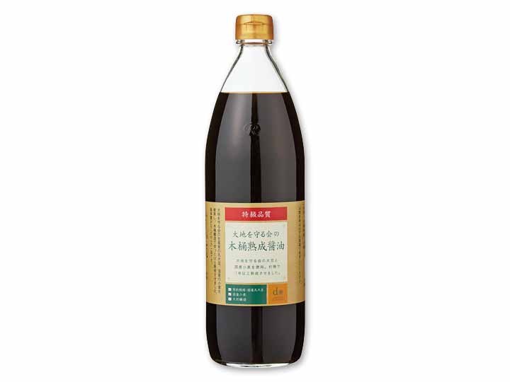特級　大地を守る会の木桶熟成醤油（国産丸大豆）・900ML