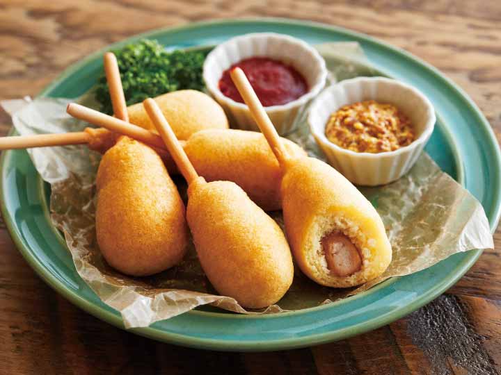 【BB半額!】国産小麦のふんわりミニアメリカンドッグ(国産豚の無塩せきウインナー使用)