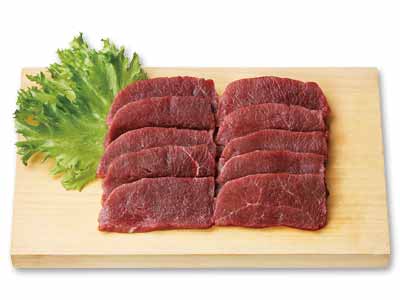 知床の森を守る　天然えぞ鹿モモスライス写真