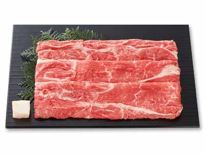 短角牛　バラモモ牛丼用うす切り写真