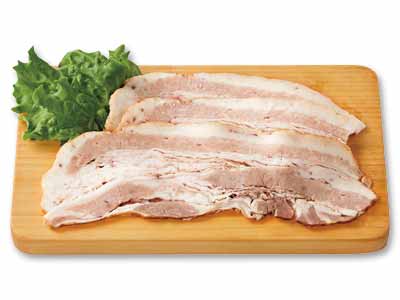 無塩せき 群馬県産豚肉のベーコンスライス写真