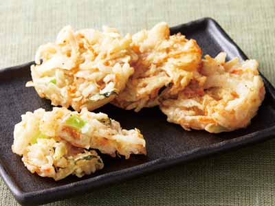 4種の国産野菜と小あみのミニかき揚げ写真