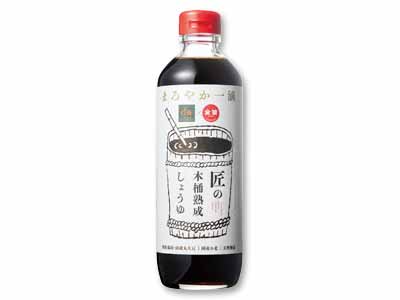 まろやか一滴 匠の木桶熟成醤油(契約栽培大豆使用)・600ML写真