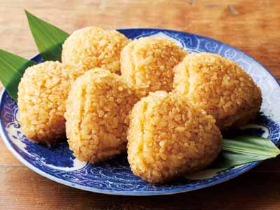 国産丸大豆醤油が香る焼おにぎり写真