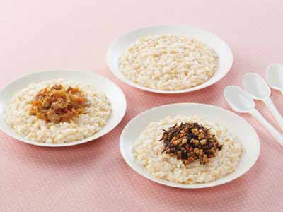 非常食3食セットC(鶏肉とごぼうの旨煮・大豆と野菜のひじき煮/おかゆ2種)写真