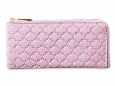 国産ワンステップレザー長財布（ピンク）写真