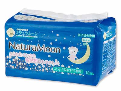 ナチュラムーン　生理用ナプキン　多い日の夜用羽なし　29CM　12コ入写真