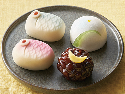 端午の節句　上生菓子セット（鯉のぼり・兜・菖蒲）写真