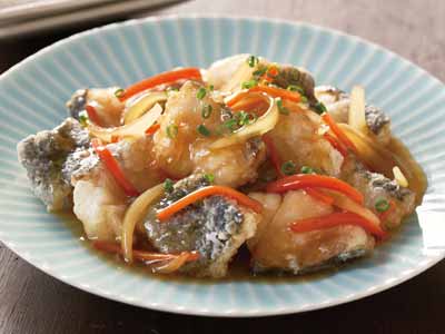 骨取りまだら切身（一口カット）写真