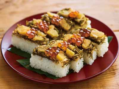 いくらと数の子の松前漬け棒寿司(ノーカット)写真