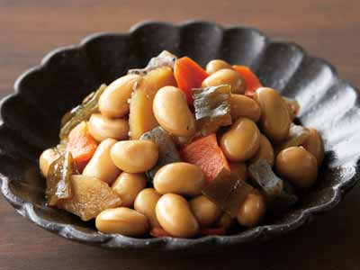 あると便利な副菜　国産野菜の五目豆煮写真